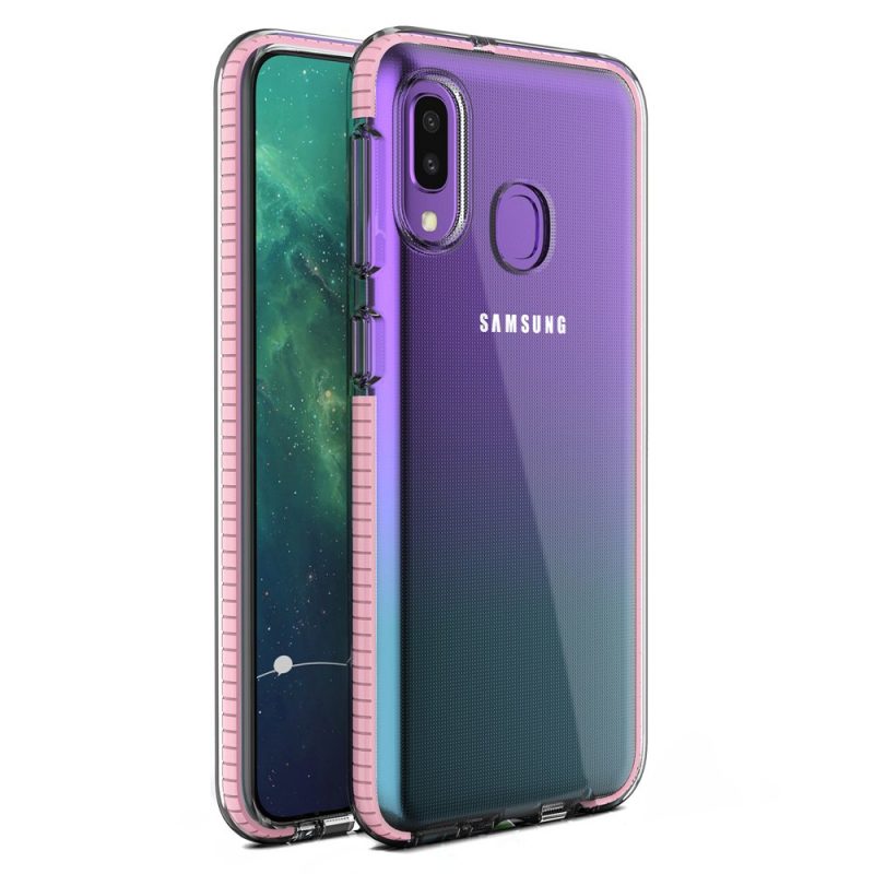 Lacné Kryty | Transparentný kryt Spring Case 1mm bledoružový rám – Samsung Galaxy A20e