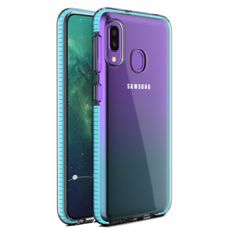 Lacné Kryty | Transparentný kryt Spring Case 1mm bledomodrý rám – Samsung Galaxy A20e