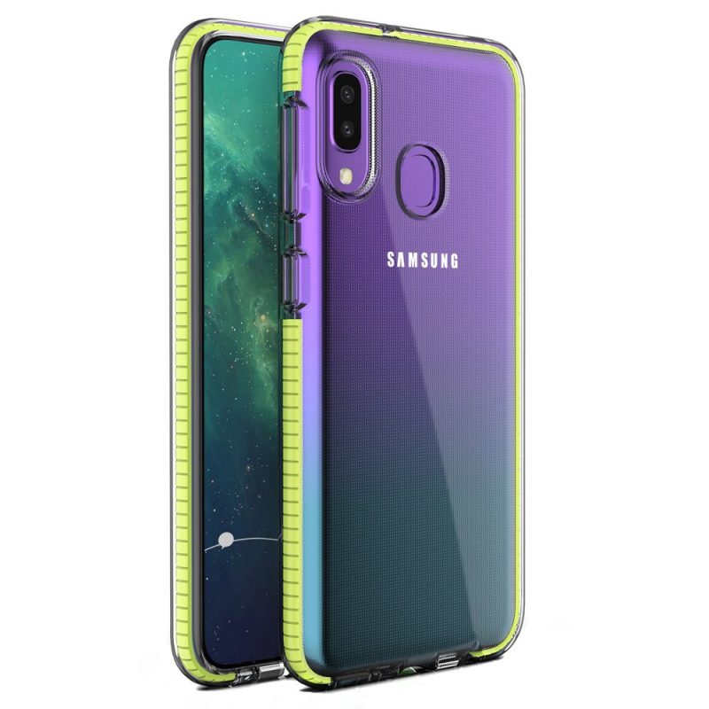 Lacné Kryty | Transparentný kryt Spring Case 1mm žltý rám – Samsung Galaxy A20e