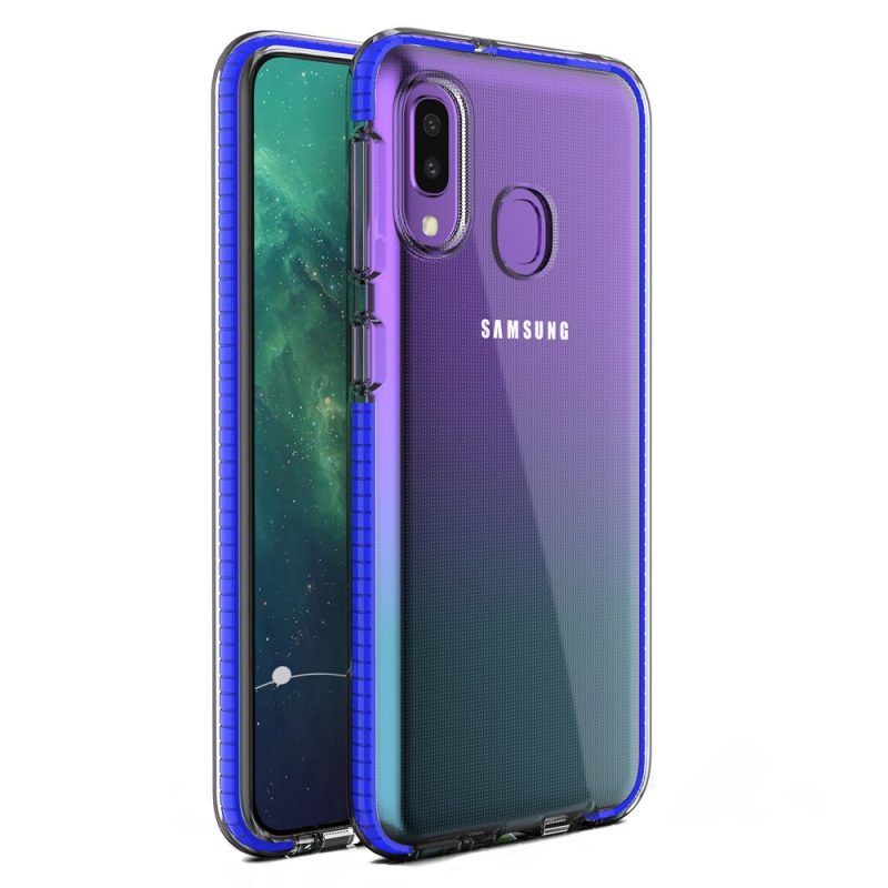 Lacné Kryty | Transparentný kryt Spring Case 1mm modrý rám – Samsung Galaxy A20e