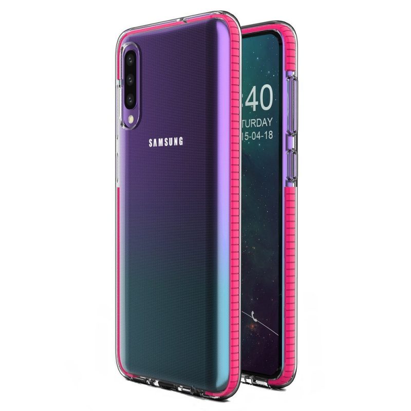 Lacné Kryty | Transparentný kryt Spring Case 1mm ružový rám – Samsung Galaxy A50 / A30s