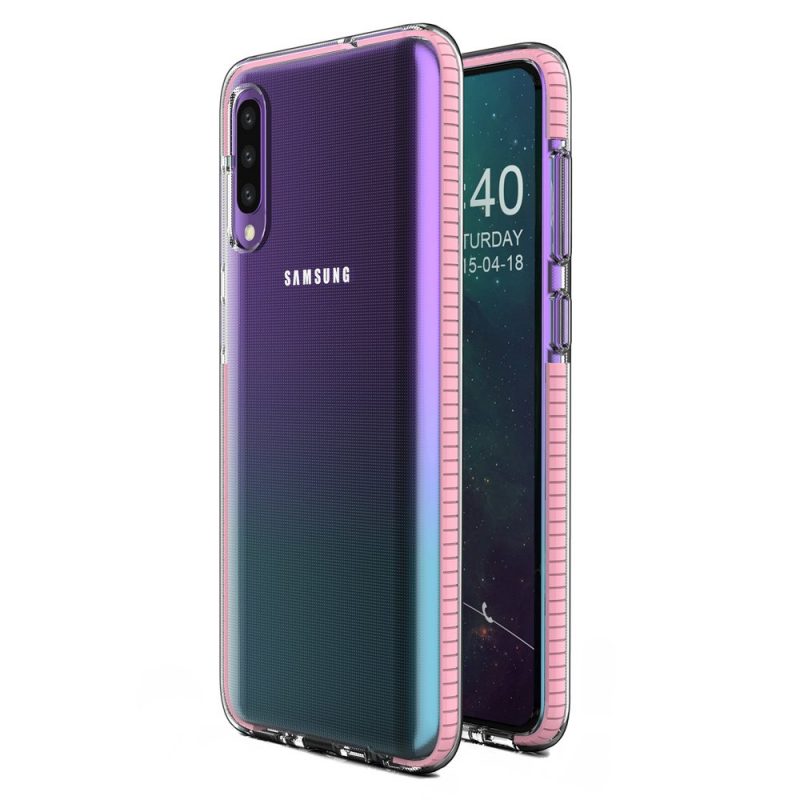 Lacné Kryty | Transparentný kryt Spring Case 1mm bledoružový rám – Samsung Galaxy A50 / A30s