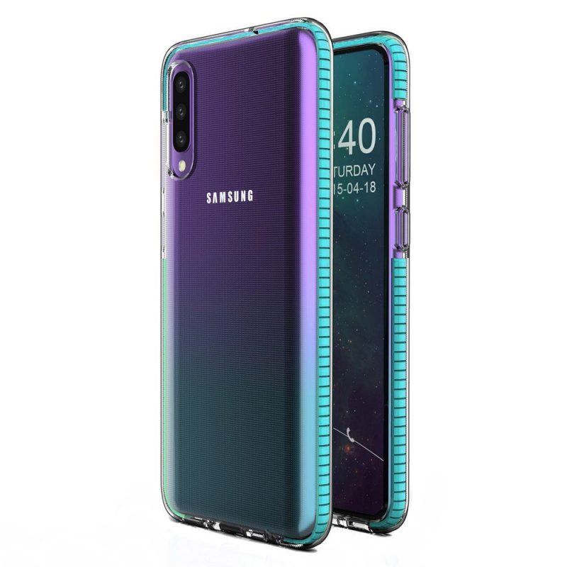 Lacné Kryty | Transparentný kryt Spring Case 1mm bledomodrý rám – Samsung Galaxy A30s / A50