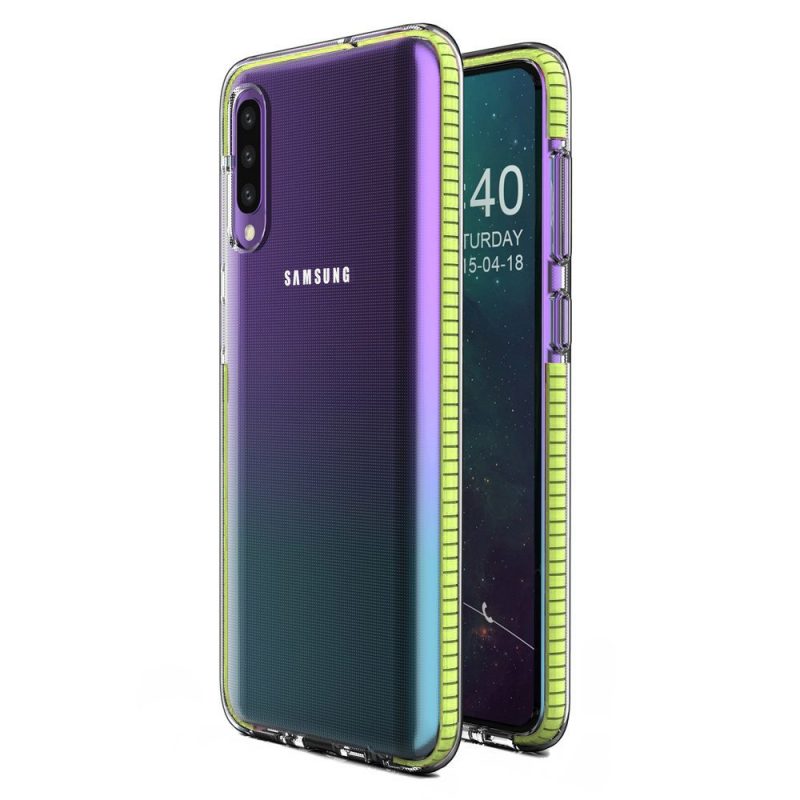 Lacné Kryty | Transparentný kryt Spring Case 1mm žltý rám – Samsung Galaxy A30s / A50