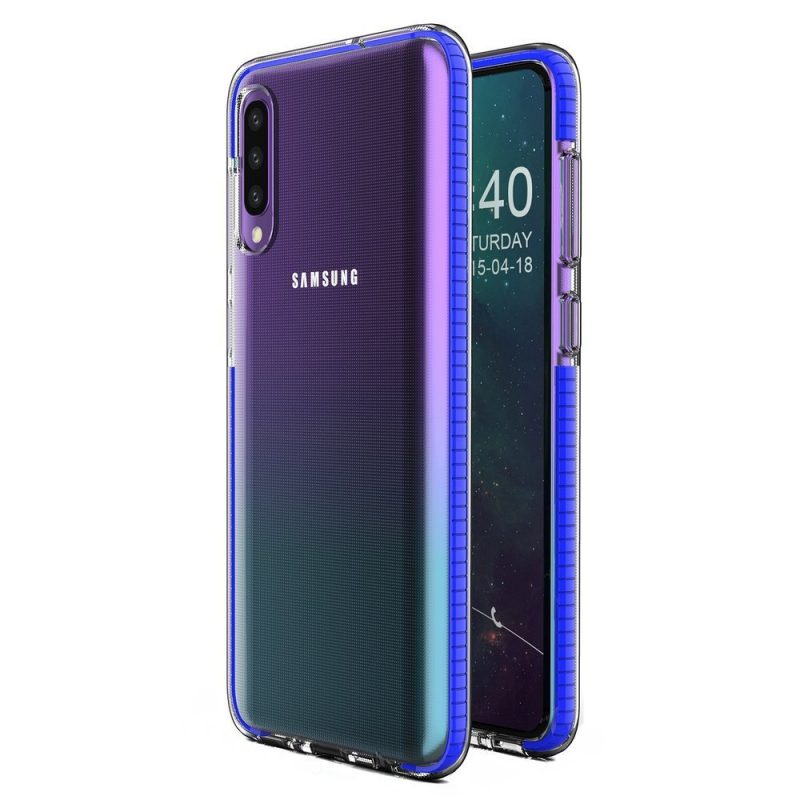 Lacné Kryty | Transparentný kryt Spring Case 1mm modrý rám – Samsung Galaxy A30s / A50