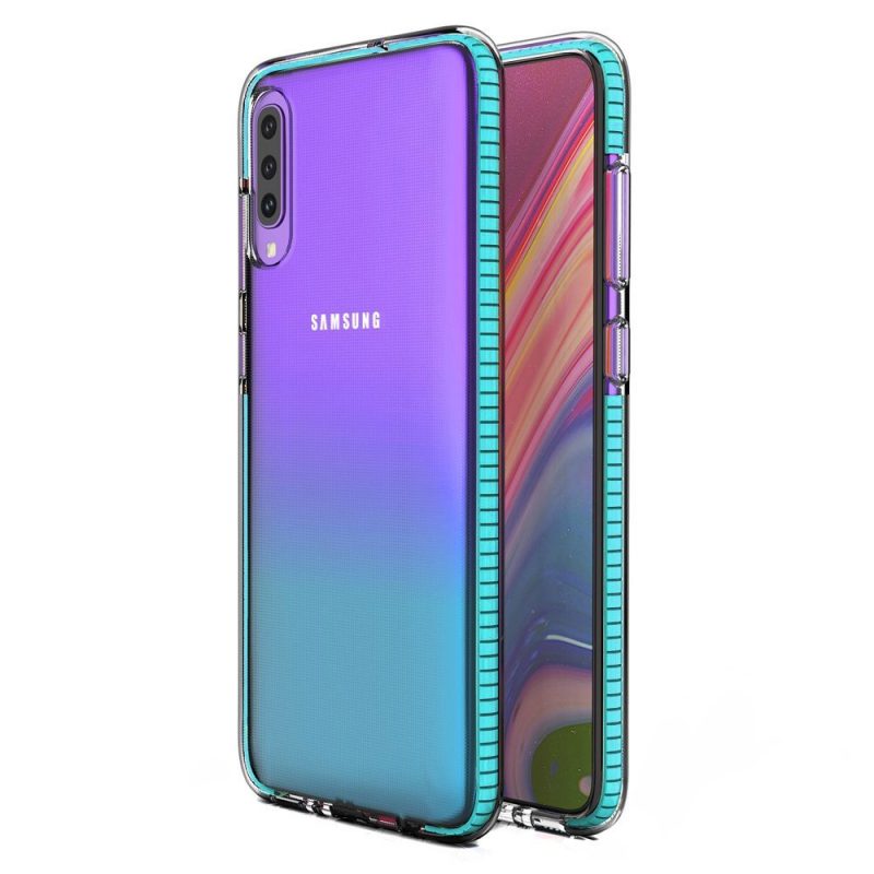 Lacné Kryty | Transparentný kryt Spring Case 1mm bledomodrý rám – Samsung Galaxy A70