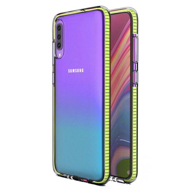 Lacné Kryty | Transparentný kryt Spring Case 1mm žltý rám – Samsung Galaxy A70