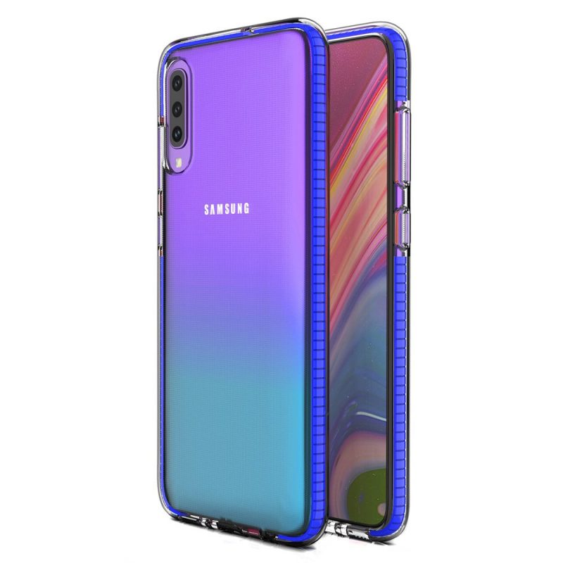 Lacné Kryty | Transparentný kryt Spring Case 1mm modrý rám – Samsung Galaxy A70