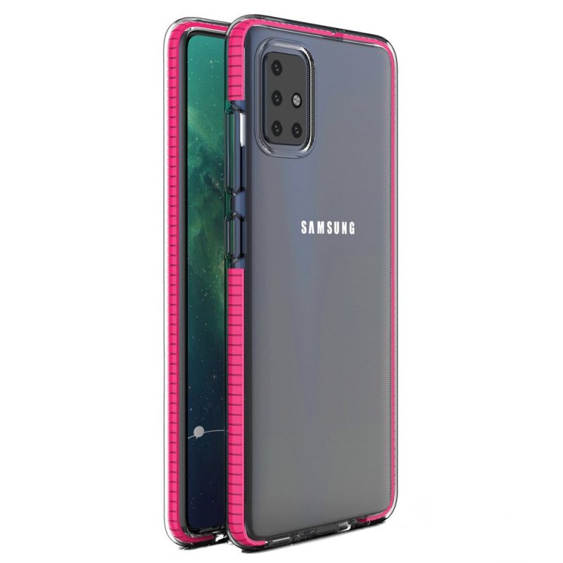 Lacné Kryty | Transparentný kryt Spring Case 1mm ružový rám – Samsung Galaxy A51