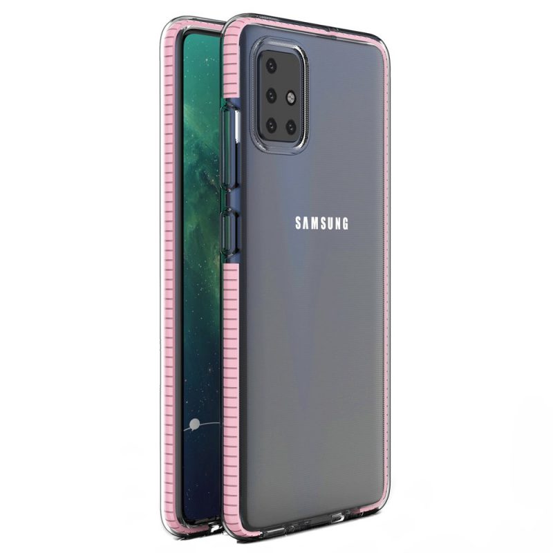 Lacné Kryty | Transparentný kryt Spring Case 1mm bledoružový rám – Samsung Galaxy A51