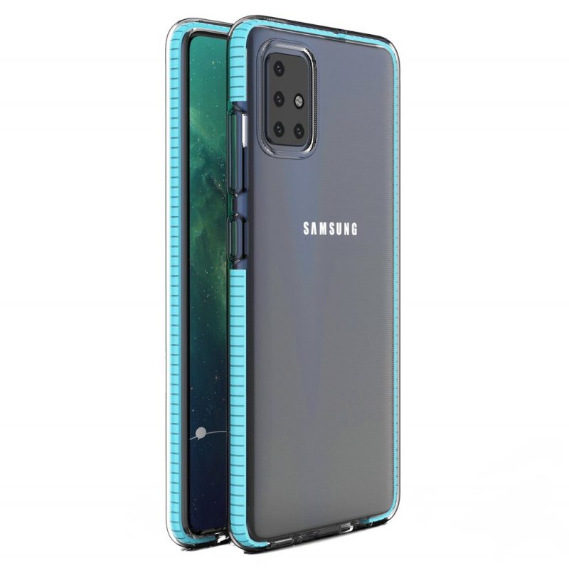 Lacné Kryty | Transparentný kryt Spring Case 1mm bledomodrý rám – Samsung Galaxy A51