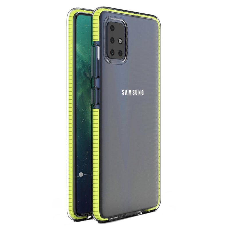 Lacné Kryty | Transparentný kryt Spring Case 1mm žltý rám – Samsung Galaxy A51