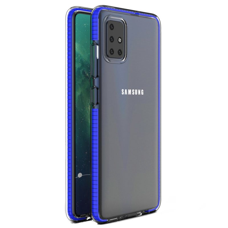 Lacné Kryty | Transparentný kryt Spring Case 1mm modrý rám – Samsung Galaxy A51