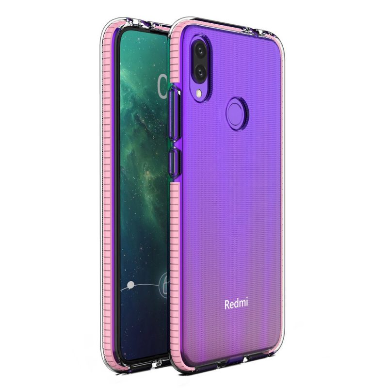 Lacné Kryty | Transparentný kryt Spring Case 1mm bledoružový rám – Xiaomi Redmi Note 7