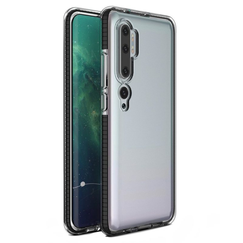 Lacné Kryty | Transparentný kryt Spring Case 1mm čierny rám – Xiaomi Mi Note 10 / Mi Note 10 Pro