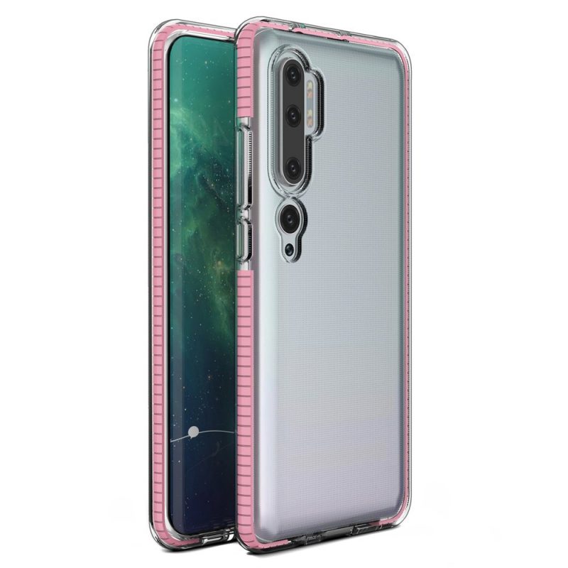 Lacné Kryty | Transparentný kryt Spring Case 1mm bledoružový rám – Xiaomi Note 10 / Mi Note 10 Pro