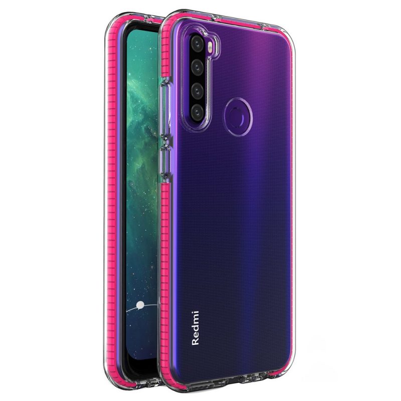 Lacné Kryty | Transparentný kryt Spring Case 1mm ružový rám – Xiaomi Redmi Note 8T