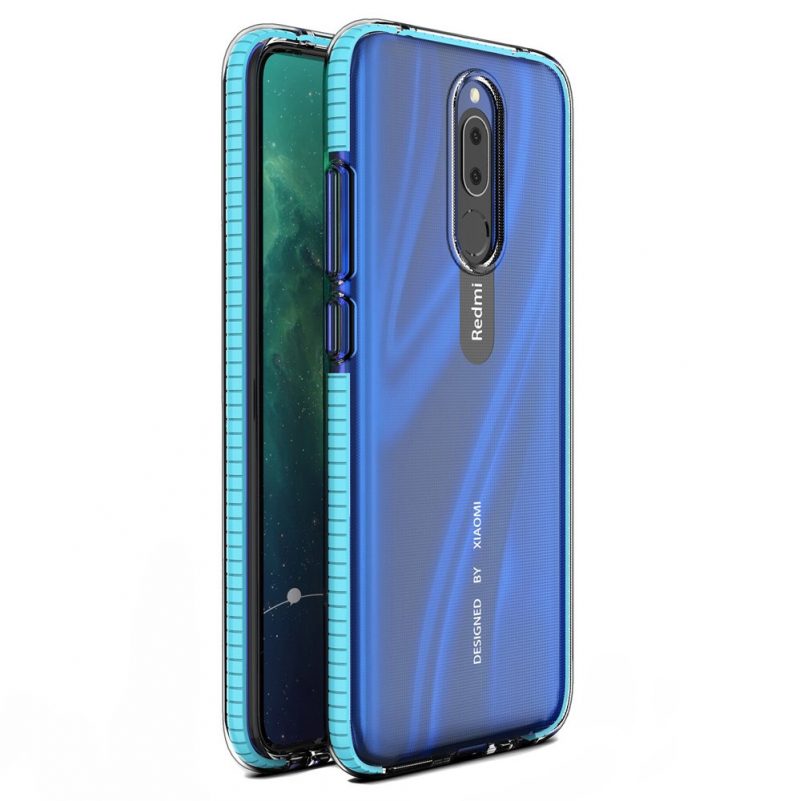 Lacné Kryty | Transparentný kryt Spring Case 1mm bledomodrý rám – Xiaomi Redmi 8 / Redmi 8A