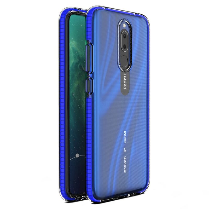 Lacné Kryty | Transparentný kryt Spring Case 1mm modrý rám – Xiaomi Redmi 8 / Redmi 8A