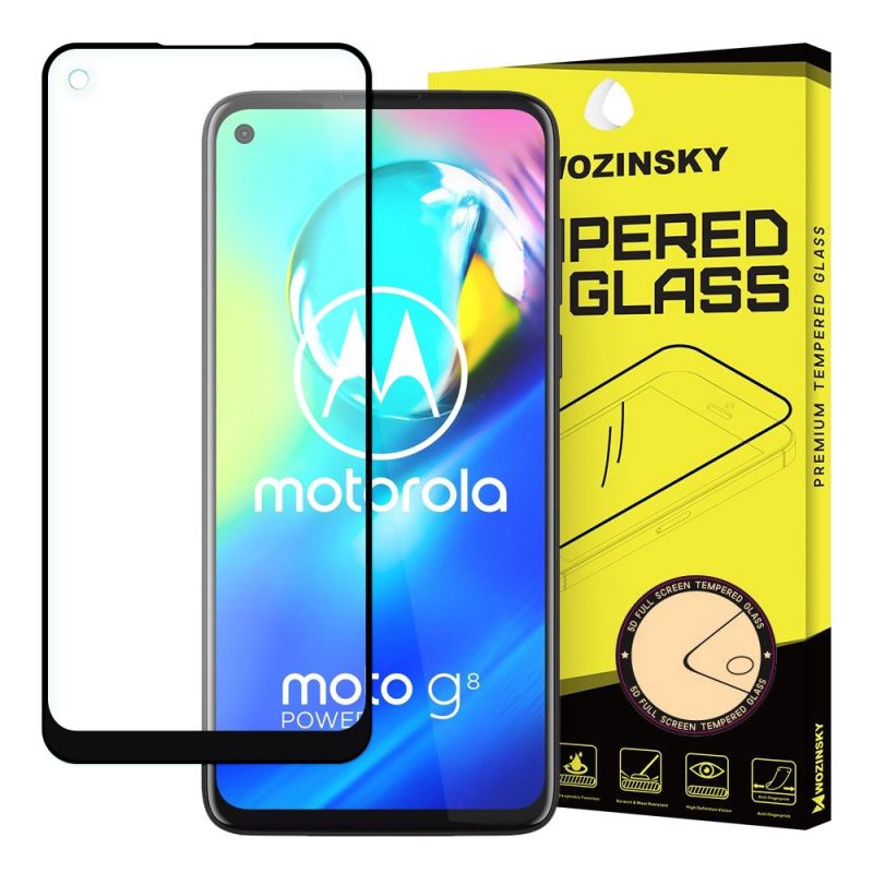 Lacné Kryty | Tvrdené sklo celopovrchové 9H Wozinsky čierne – Motorola Moto G8 Power