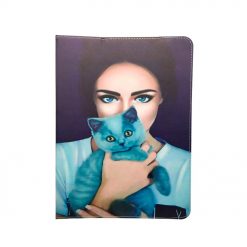 Univerzálne knižkové puzdro Lady with cat pre tablet so 7 - 8 palcovým displejom