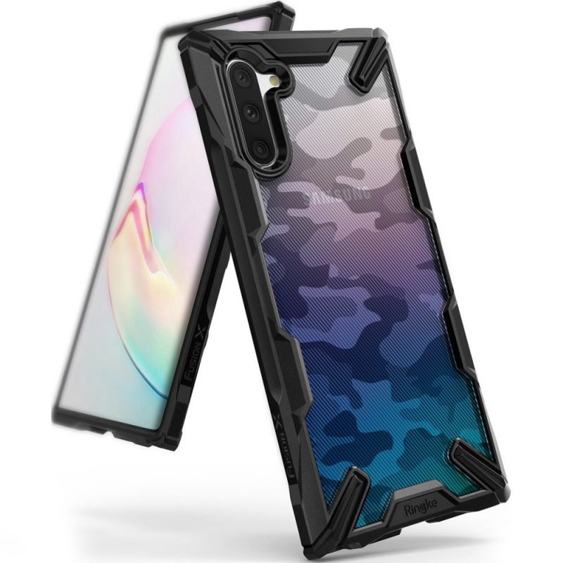 Lacné Kryty | Odolný kryt Ringke Fusion X maskáčovo-čierny – Samsung Galaxy Note 10