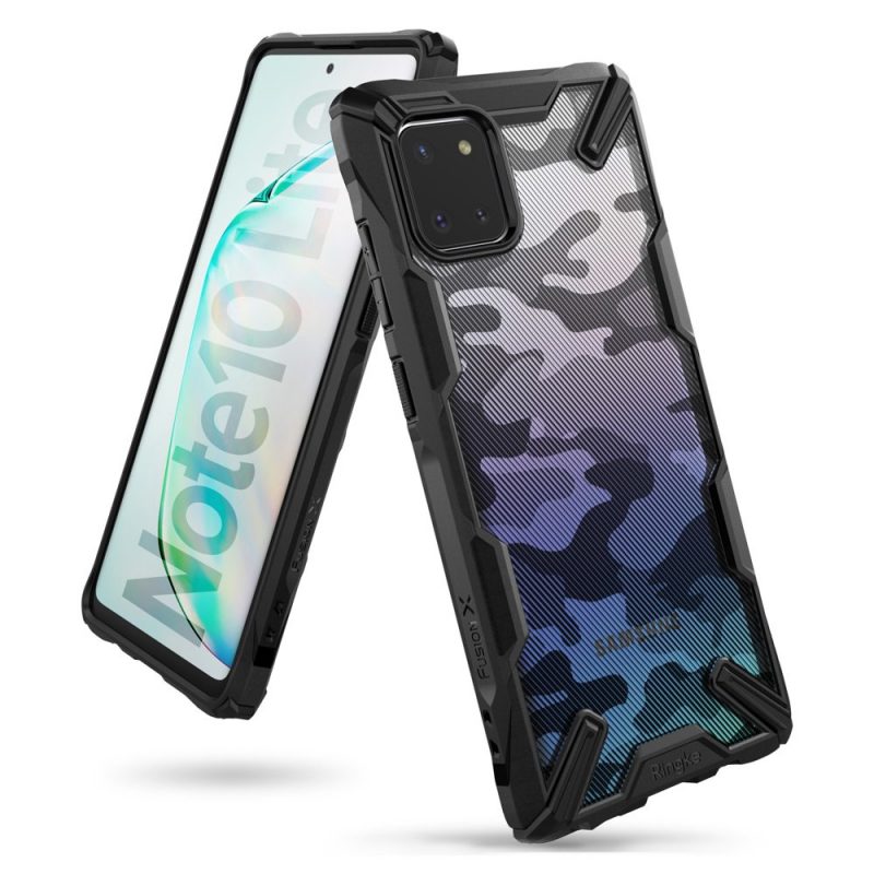 Lacné Kryty | Odolný kryt Ringke Fusion X maskáčovo-čierny – Samsung Galaxy Note 10 Lite