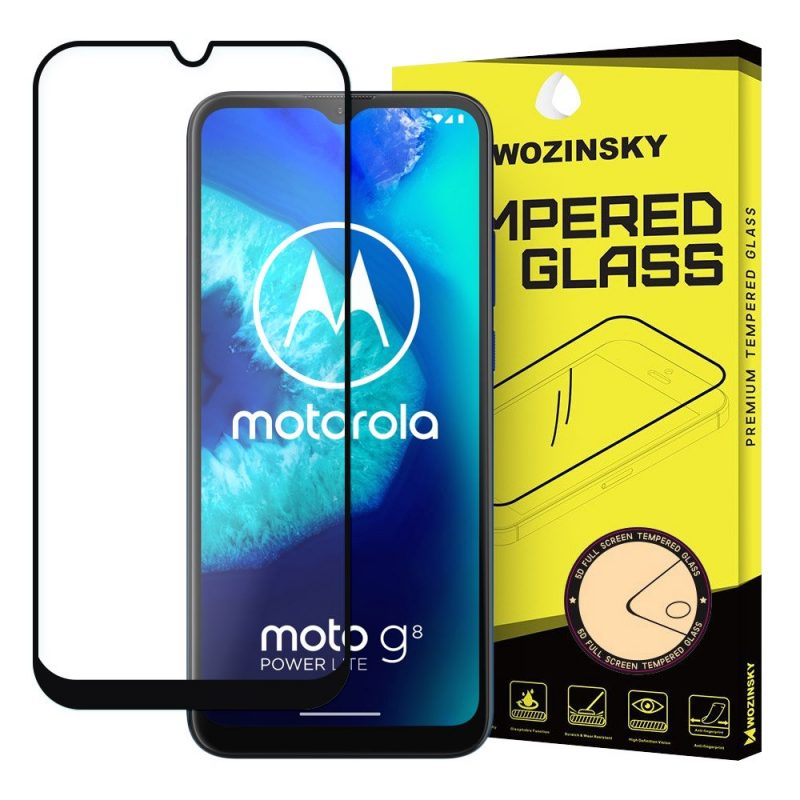 Lacné Kryty | Tvrdené sklo celopovrchové 9H Wozinsky čierne – Motorola Moto G8 Power Lite