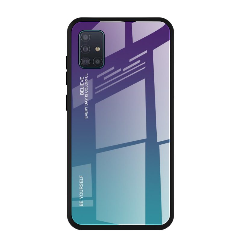 Lacné Kryty | Sklenený kryt Gradient glass fialovo-zelený – Samsung Galaxy A41