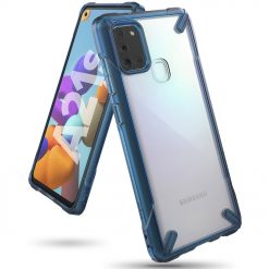 Odolný kryt Ringke Fusion X transparentno-modrý – Samsung Galaxy A21s