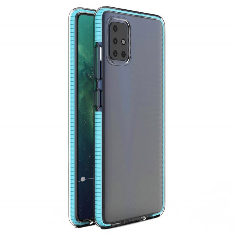 Lacné Kryty | Transparentný kryt Spring Case 1mm bledomodrý rám – Samsung Galaxy A21s