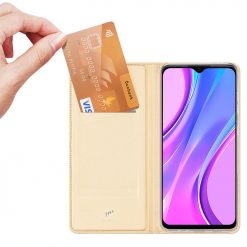 Lacné Kryty | Peňaženkové puzdro Dux Ducis Skin Pro zlaté – Xiaomi Redmi 9 | Lacné Kryty