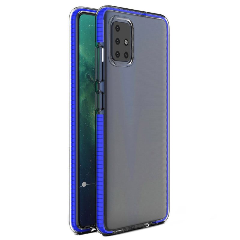 Lacné Kryty | Transparentný kryt Spring Case 1mm modrý rám – Xiaomi Redmi Note 9S / Redmi Note 9 Pro