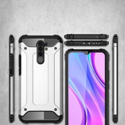Odolný kryt Hybrid Armor strieborný – Xiaomi Redmi 9 | Lacné Kryty Lacné Kryty | Odolný kryt Hybrid Armor strieborný – Xiaomi Redmi 9 | Lacné Kryty
