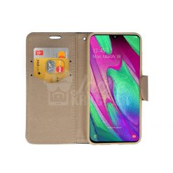 Lacné Kryty | Peňaženkové puzdro Fancy Book čierno-zlaté – Samsung Galaxy A12 / M12 | Lacné Kryty