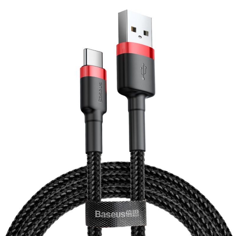 Dátový kábel Baseus Cafule Cable USB / USB-C QC3.0 3A 1m čierno-červený