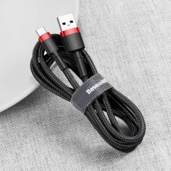 Lacné Kryty | Dátový kábel Baseus Cafule Cable USB / USB-C QC3.0 3A 1m čierno-červený | Lacné Kryty