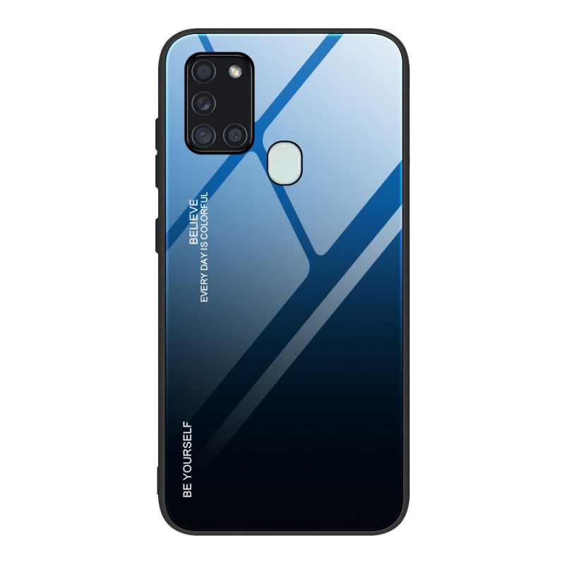 Lacné Kryty | Sklenený kryt Gradient glass modro-čierny – Samsung Galaxy A21s