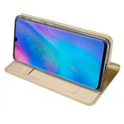 Lacné Kryty | Peňaženkové puzdro Dux Ducis Skin Pro zlaté – Huawei P30 Lite | Lacné Kryty