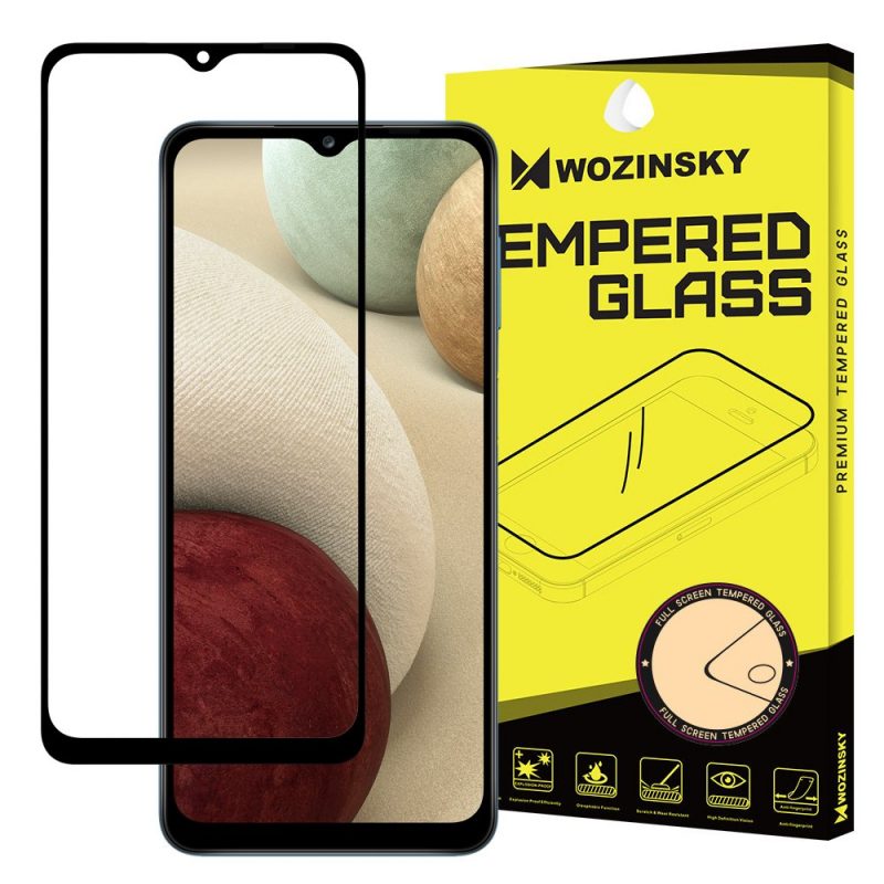 Lacné Kryty | Tvrdené sklo celopovrchové 9H Wozinsky čierne – Samsung Galaxy A12 / M12