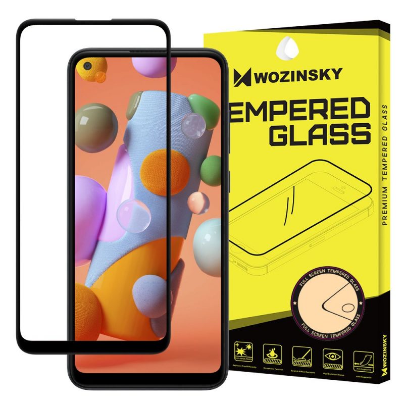E-shop Tvrdené sklo celopovrchové 9H Wozinsky čierne – Samsung Galaxy M11