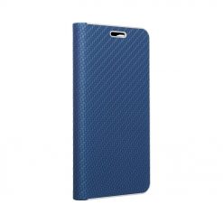 Lacné Kryty | Knižkové puzdro Luna Carbon modré – Samsung Galaxy A12 / M12 | Lacné Kryty