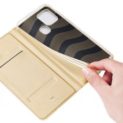 Lacné Kryty | Peňaženkové puzdro Dux Ducis Skin Pro zlaté – Samsung Galaxy A21s | Lacné Kryty