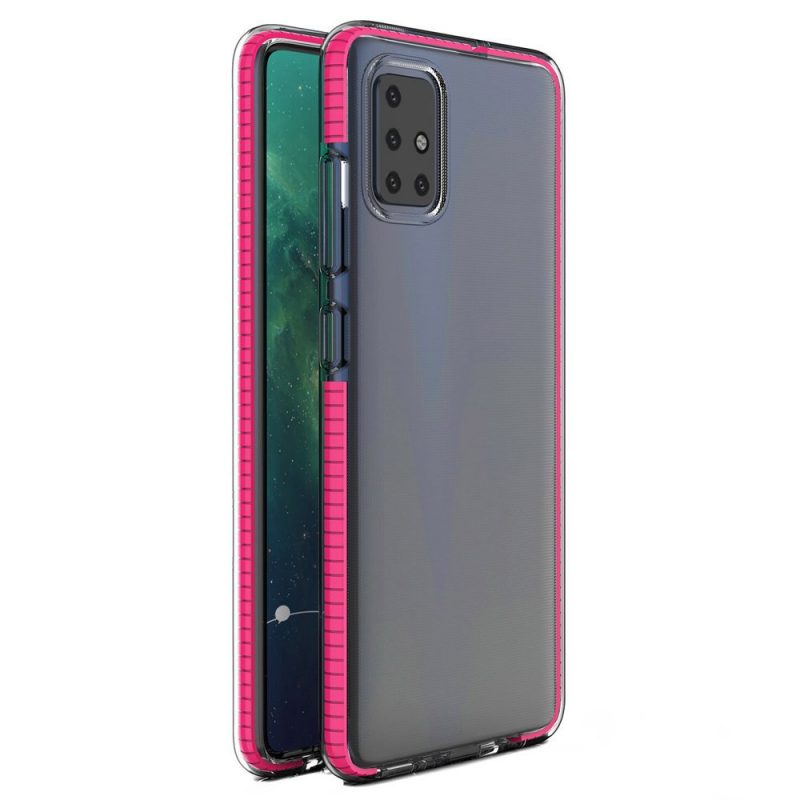 Lacné Kryty | Transparentný kryt Spring Case 1mm ružový rám – Samsung Galaxy A21s