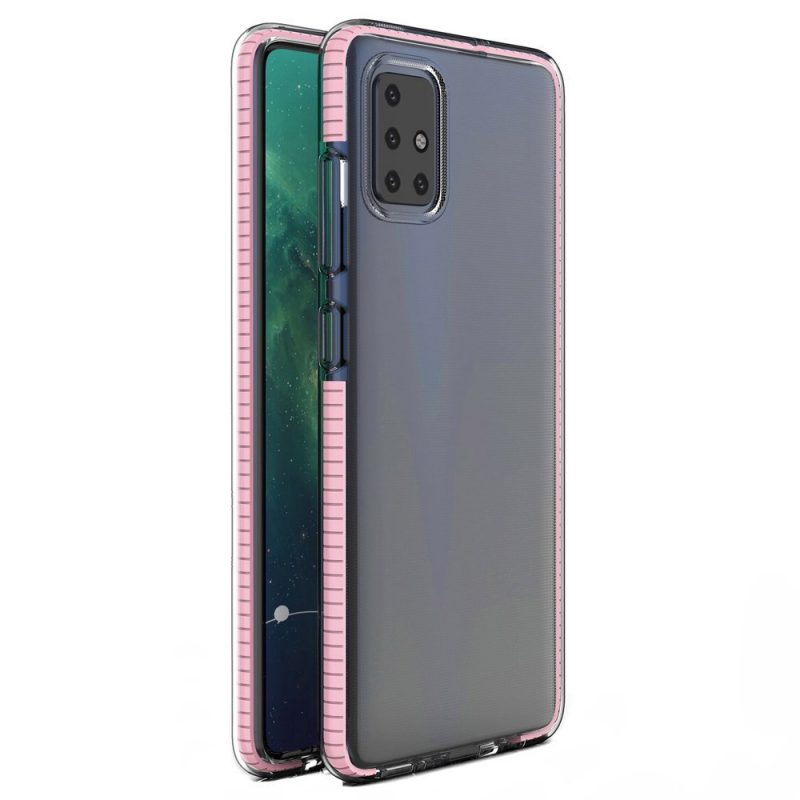 Lacné Kryty | Transparentný kryt Spring Case 1mm bledoružový rám – Samsung Galaxy A21s