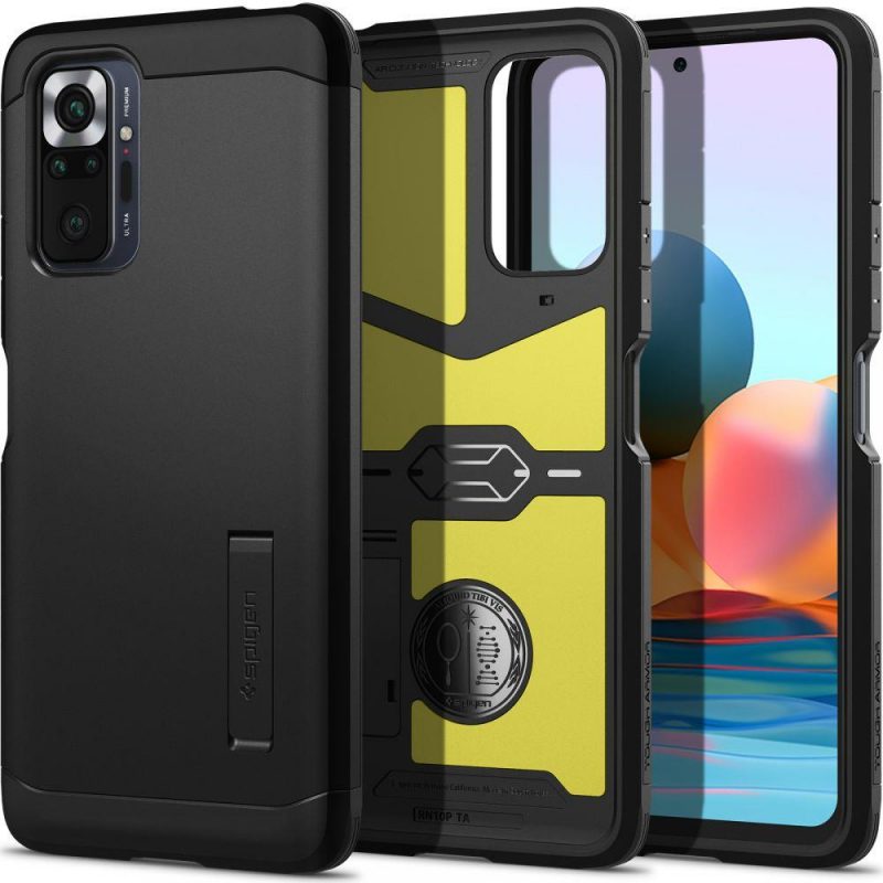 Lacné Kryty | Zadný kryt Spigen Tough Armor čierny – Xiaomi Redmi Note 10 Pro