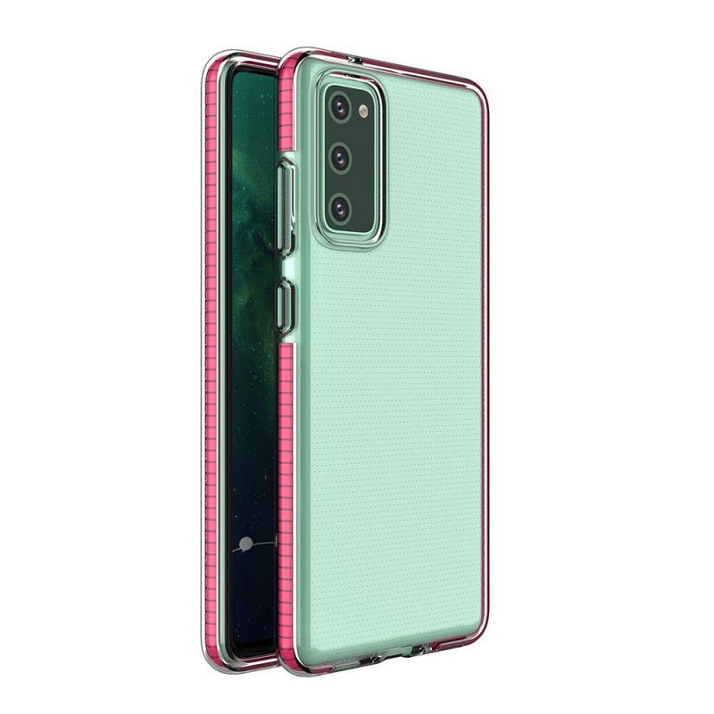Lacné Kryty | Transparentný kryt Spring Case 1mm ružový rám – Samsung Galaxy S21