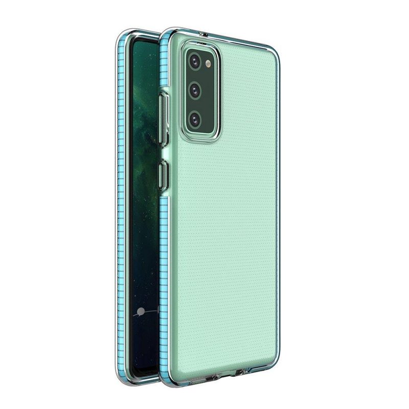 Lacné Kryty | Transparentný kryt Spring Case 1mm bledomodrý rám – Samsung Galaxy S21