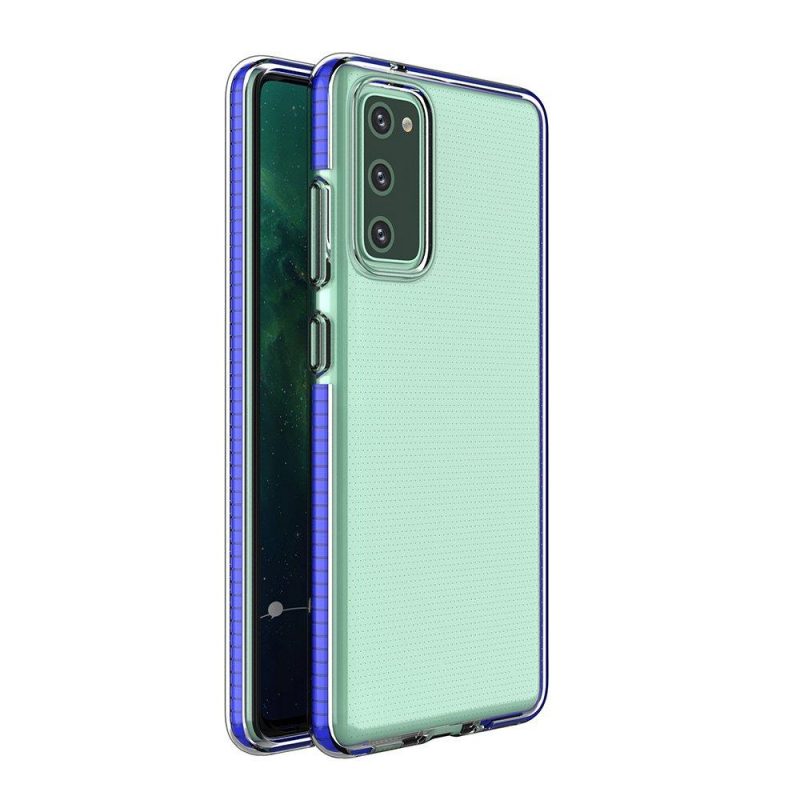 Lacné Kryty | Transparentný kryt Spring Case 1mm modrý rám – Samsung Galaxy S21