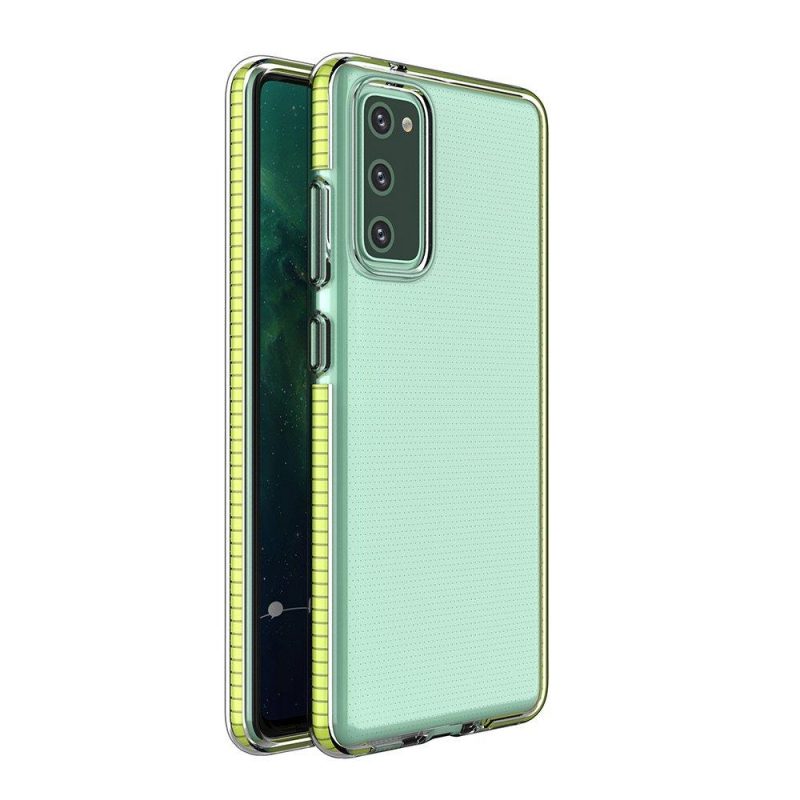 Lacné Kryty | Transparentný kryt Spring Case 1mm žltý rám – Samsung Galaxy S21